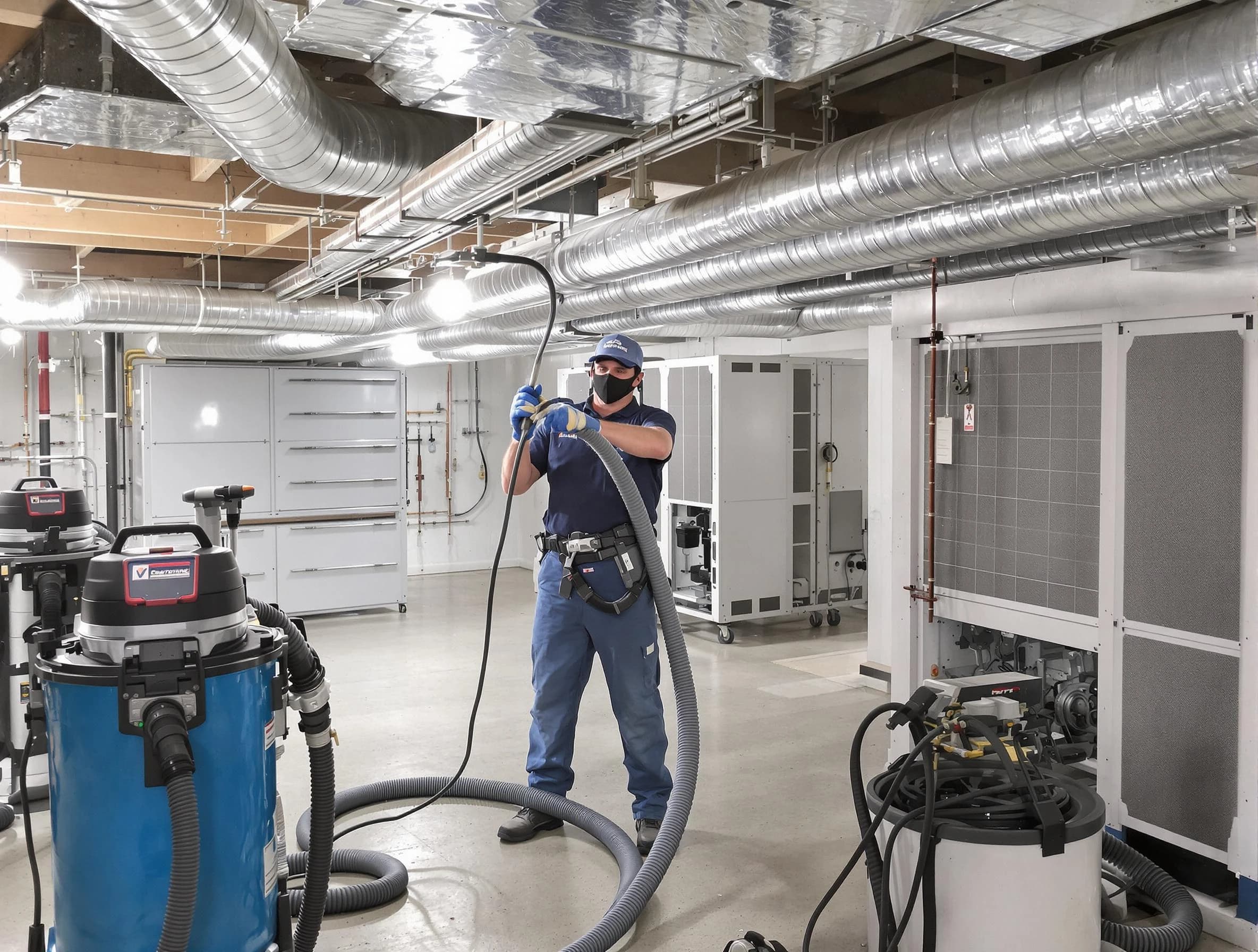 Johns Creek Air Duct Cleaning specialist performing thorough central air duct cleaning for improved system efficiency in Johns Creek