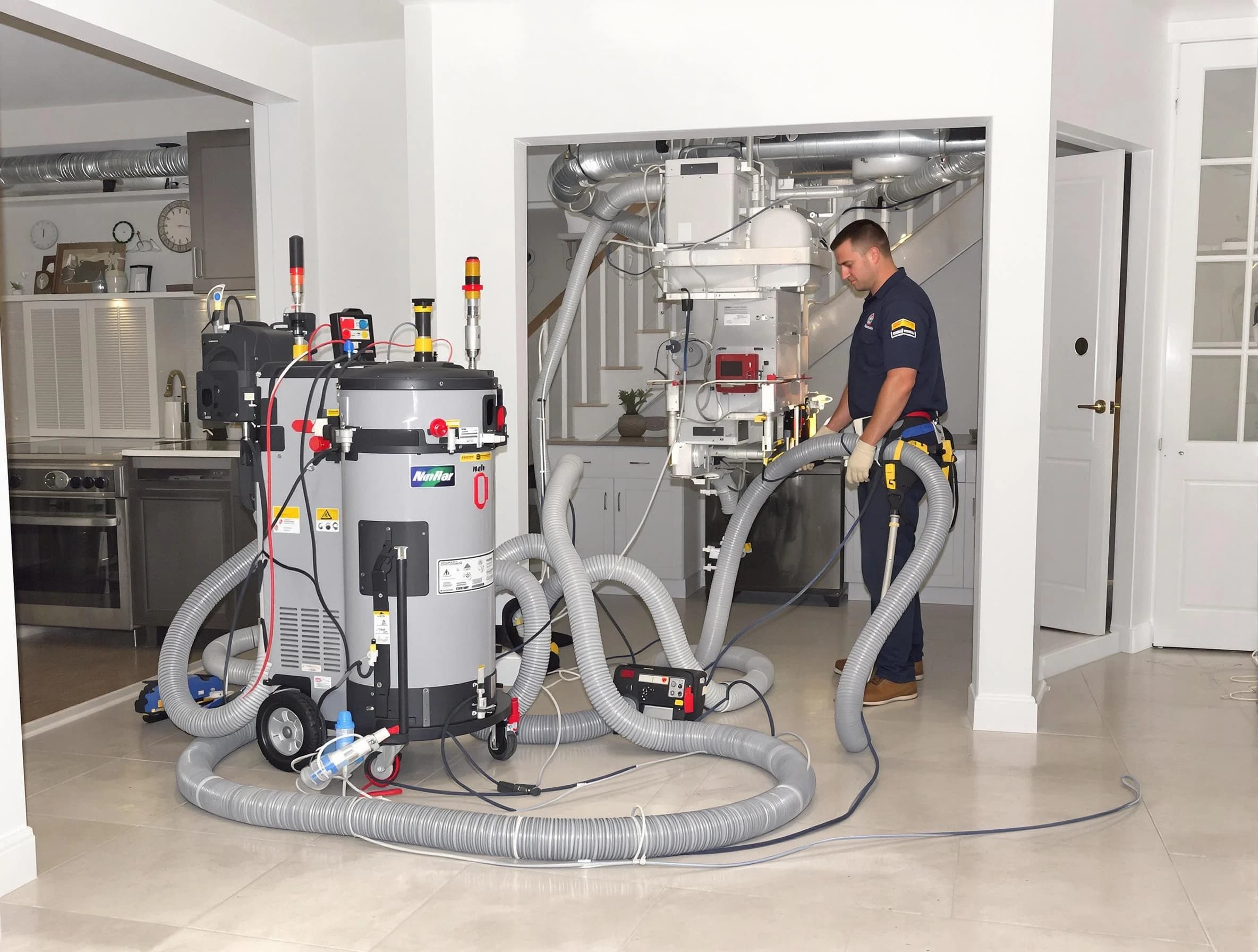 Johns Creek Air Duct Cleaning technician operating negative pressure cleaning equipment for thorough duct maintenance in Johns Creek