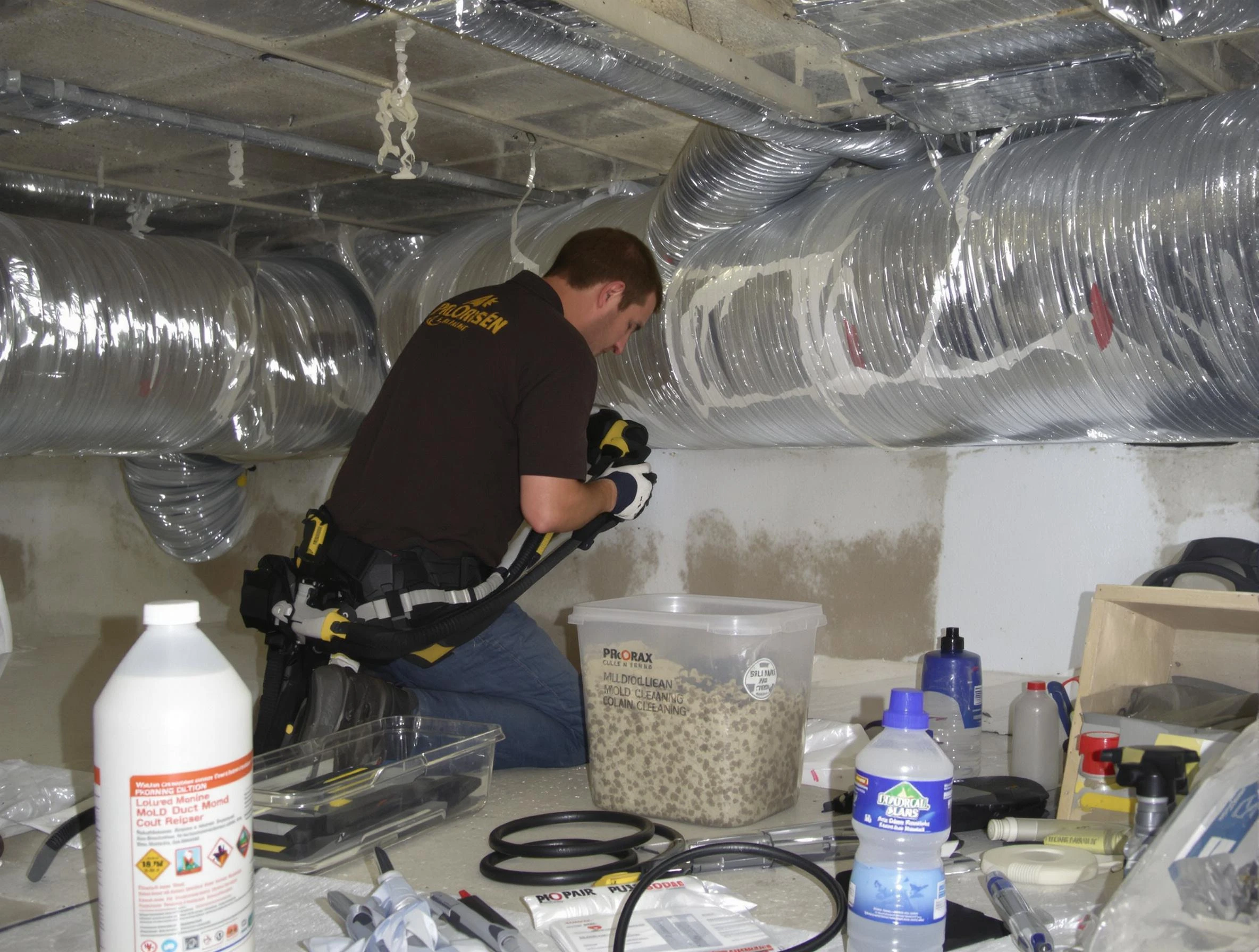 Johns Creek Air Duct Cleaning specialist performing professional mold removal from air ducts in Johns Creek